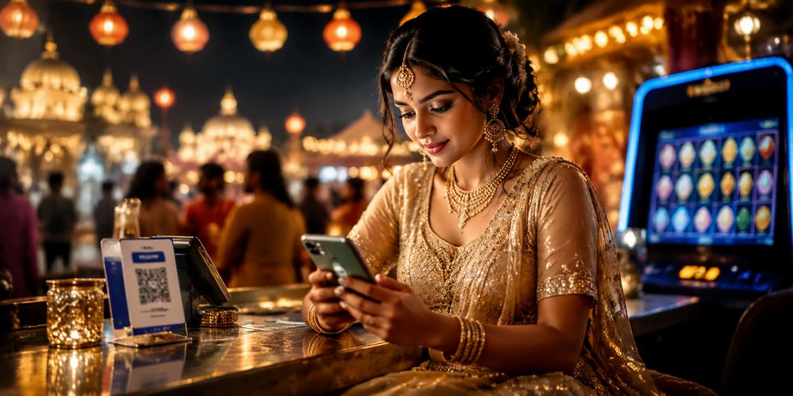 Young woman using mobile payment app in India